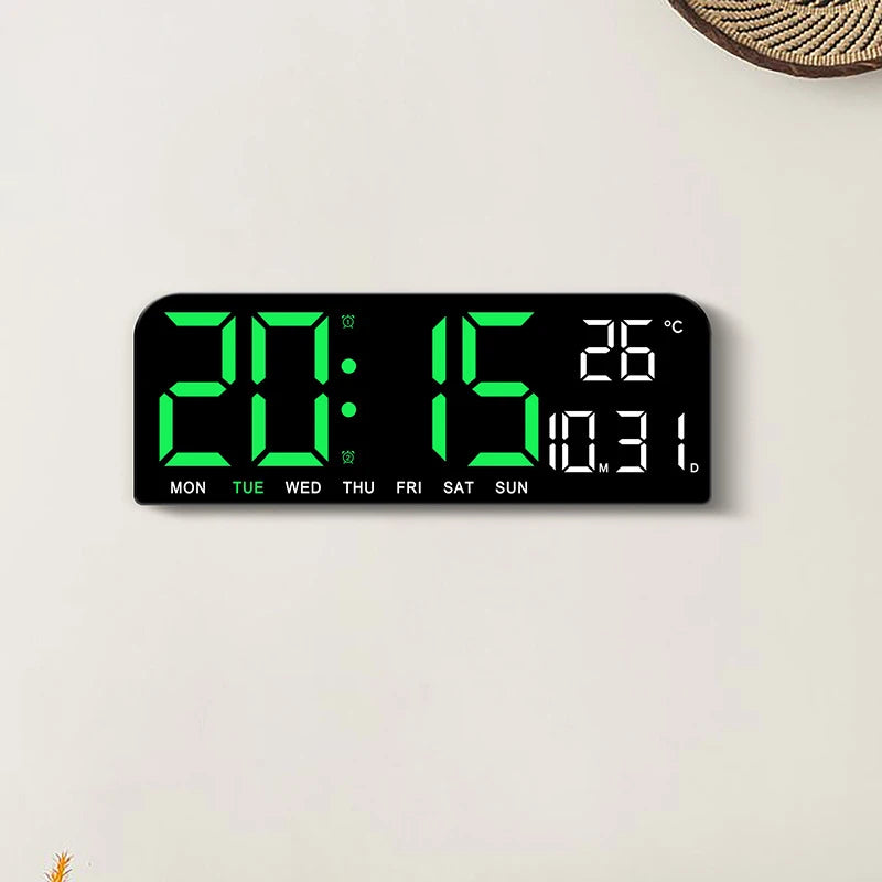 Large LED Digital Wall Clock with Date and Temperature