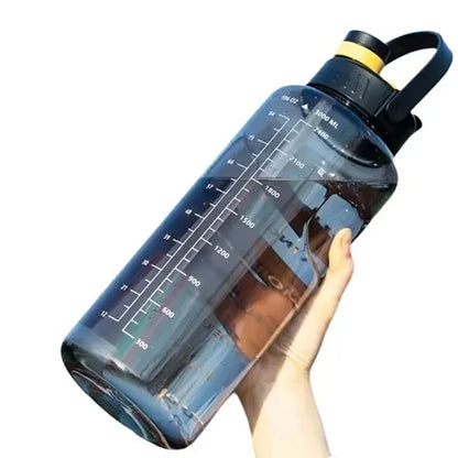 Large Half-Gallon Water Bottle — Time Marker with 2-in-1 Straw & Lid, BPA-Free