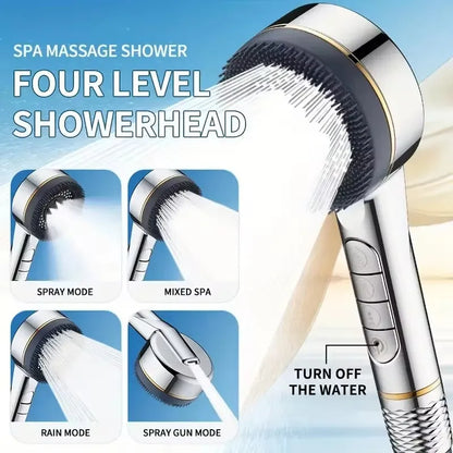 Filtered High Pressure Shower Head, 4-Mode Handheld Sprayer