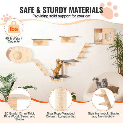 Wall-Mounted Cat Shelves and Perches With Cozy Hideaway