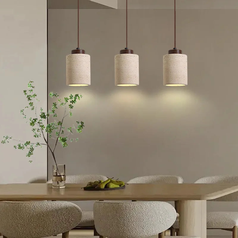 Wabi-Sabi Travertine Pendant Light for Bedside and Dining