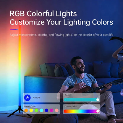 120cm RGB LED Corner Floor Lamp with Sound-Reactive Ambient Light