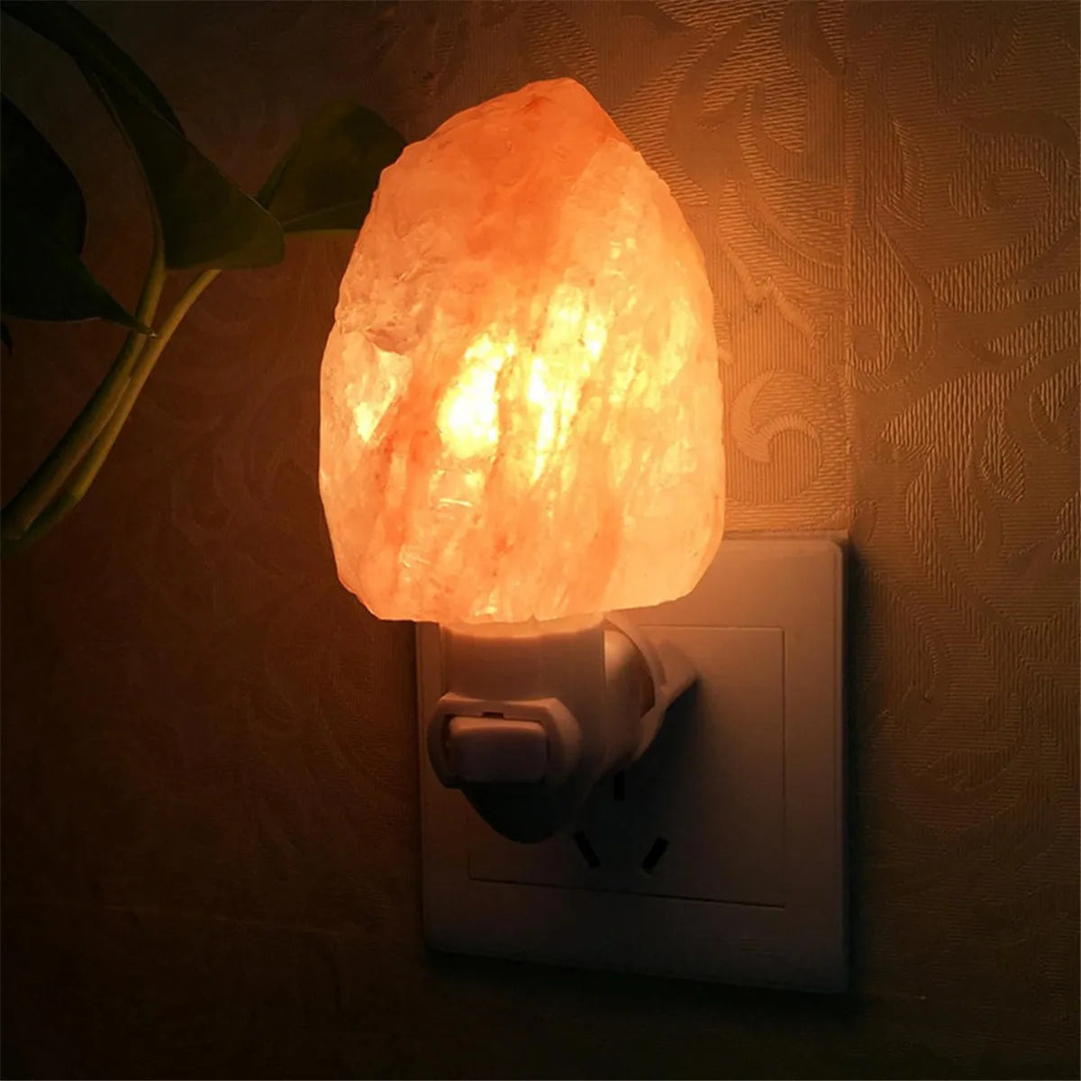 Himalayan Salt Plug-In Night Light Hand-Carved Crystal Lamp
