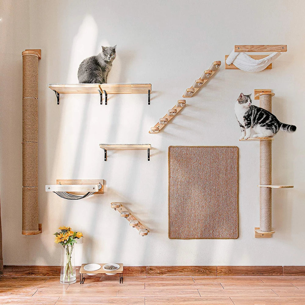 Wall-Mounted Cat Climbing Shelf 4-Step Stairway With Sisal