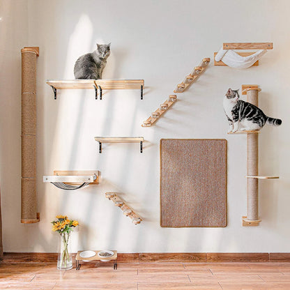 Wall-Mounted Cat Climbing Shelf 4-Step Stairway With Sisal