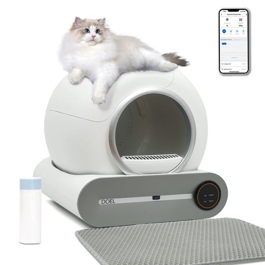 Self-cleaning smart litter box dome with app control