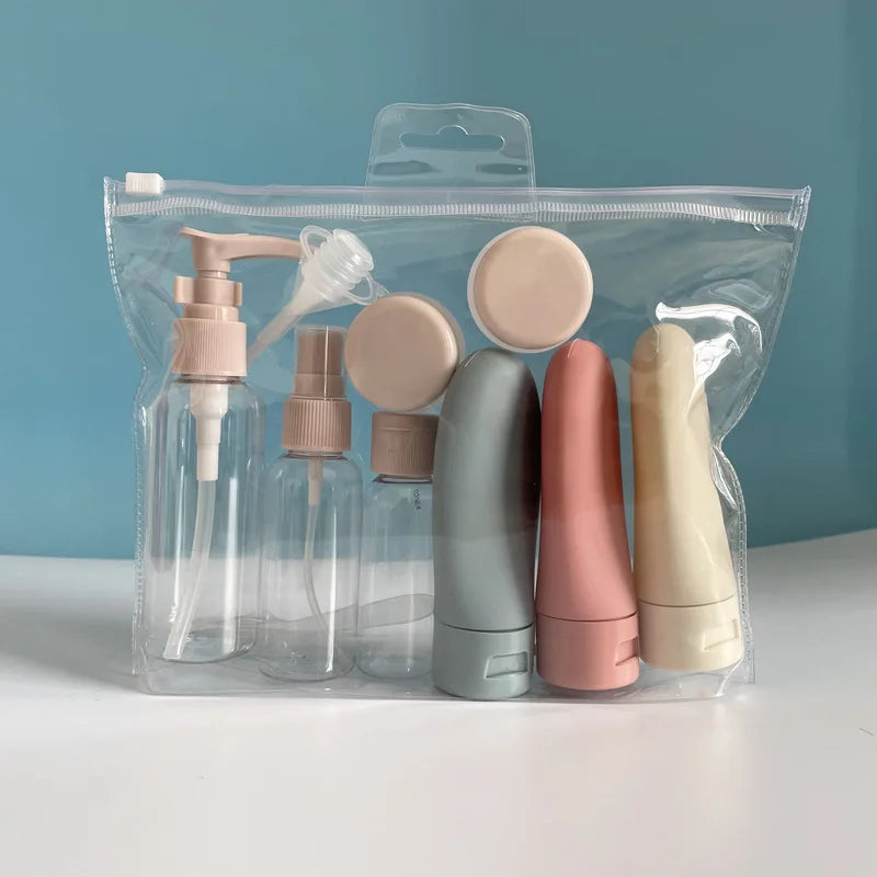 Travel Bottle Set — Refillable Spray, Lotion & Shampoo Tubes for Toiletries on the Go