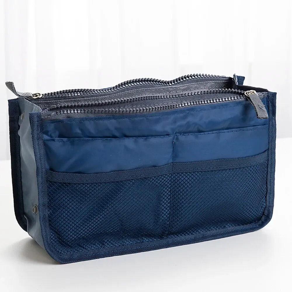 Large Makeup Bag with Double Zipper — Multi-Compartment Travel Toiletry Organizer for Women