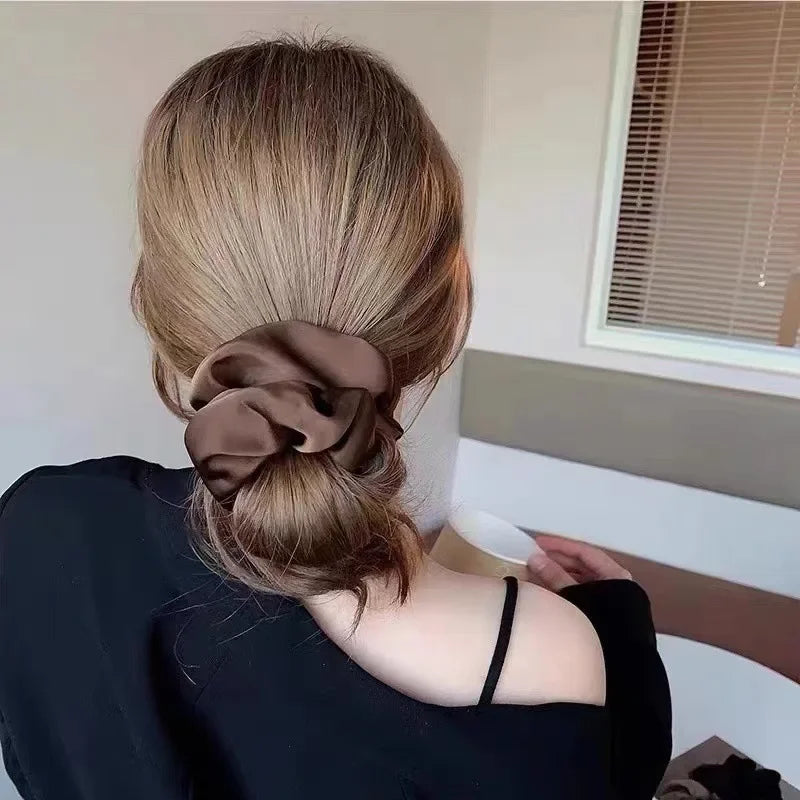 Silky Satin Scrunchies for Women — Soft Elastic Hair Ties for Ponytails & Buns