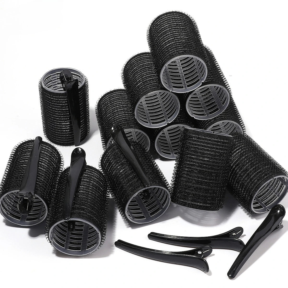 Self-Grip Hair Roller Set with Clips — Heatless Curlers for Volume & Soft Curls