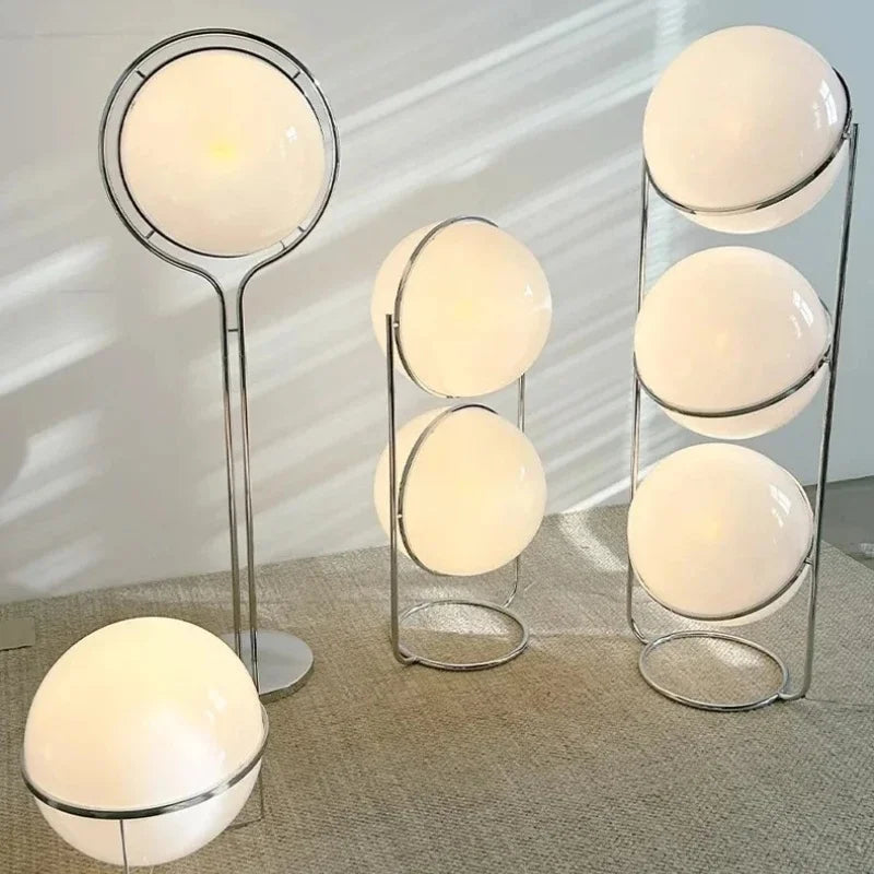 Chrome Metal Floor Lamp with Frosted Acrylic Ball Globe