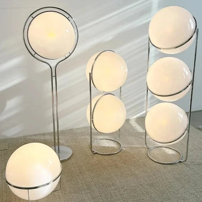 Chrome Metal Floor Lamp with Frosted Acrylic Ball Globe