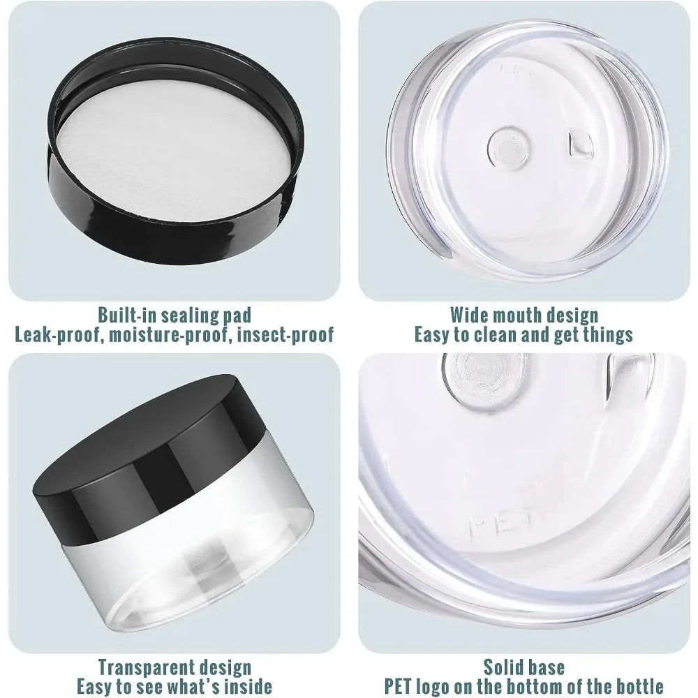 Empty Travel Cream Jars — 12-Pack Refillable Sample Containers with Leak-Proof Lids