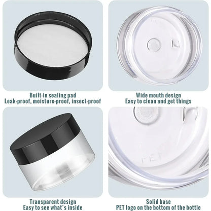 Empty Travel Cream Jars — 12-Pack Refillable Sample Containers with Leak-Proof Lids
