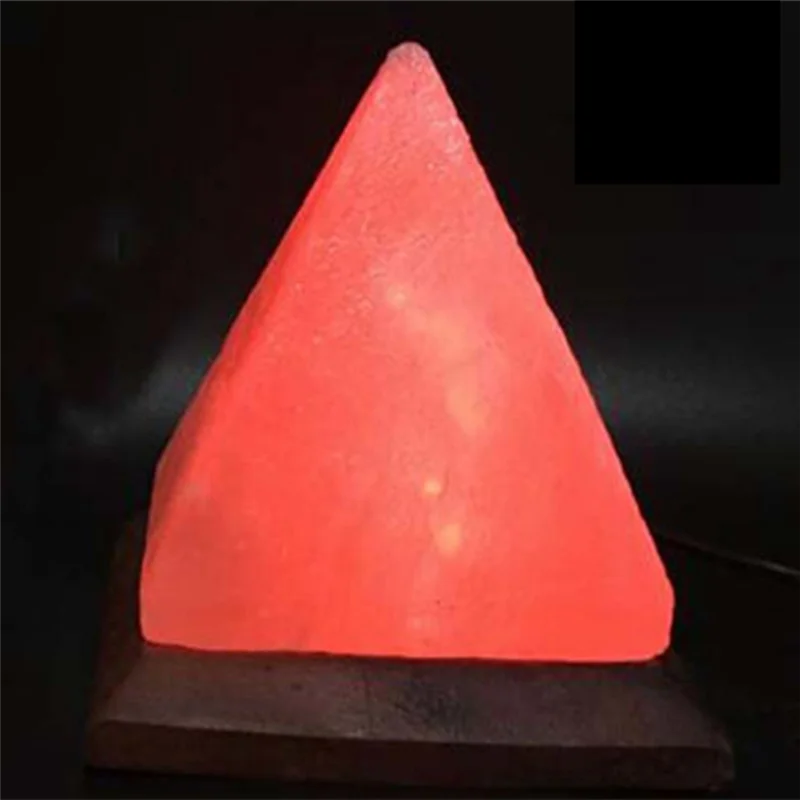 Himalayan Salt Pyramid Lamp with Wooden Base