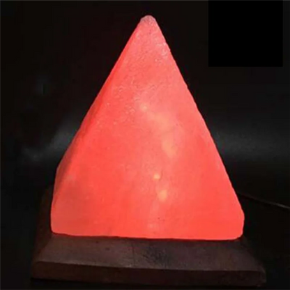 Himalayan Salt Pyramid Lamp with Wooden Base