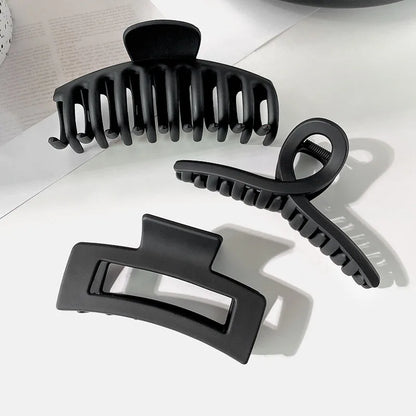 Elegant Black Geometric Hair Claw Clip — Large Hair Holder for Women