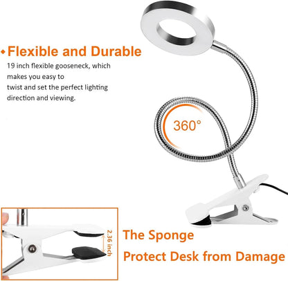 Clip-On LED Desk Lamp with Flexible Gooseneck and USB
