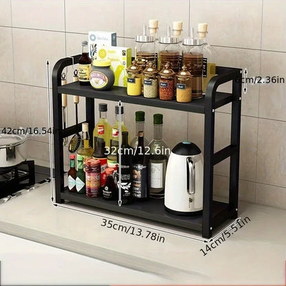 2-Tier Metal Countertop Shelf Space-Saving Spice Organizer
