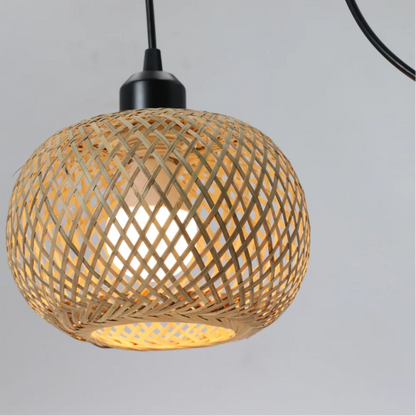 Hand Woven Bamboo Rattan Pendant Light Natural Boho Cafe Lamp