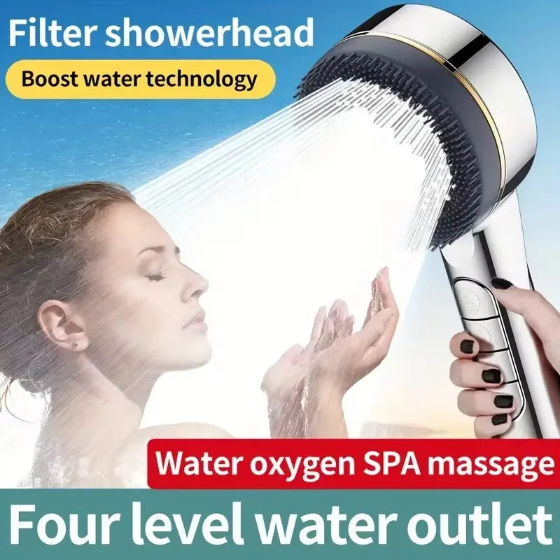 Filtered High Pressure Shower Head, 4-Mode Handheld Sprayer