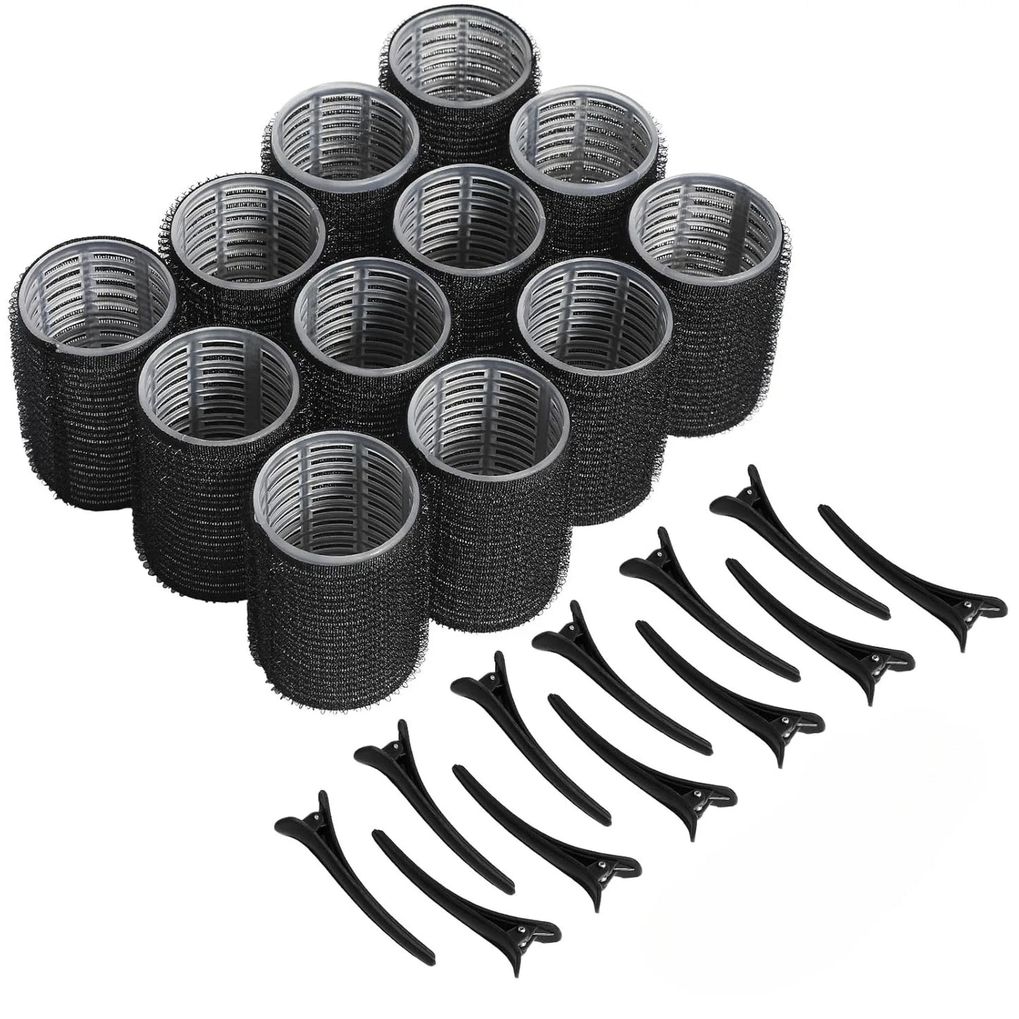 Self-Grip Hair Roller Set with Clips — Heatless Curlers for Volume & Soft Curls