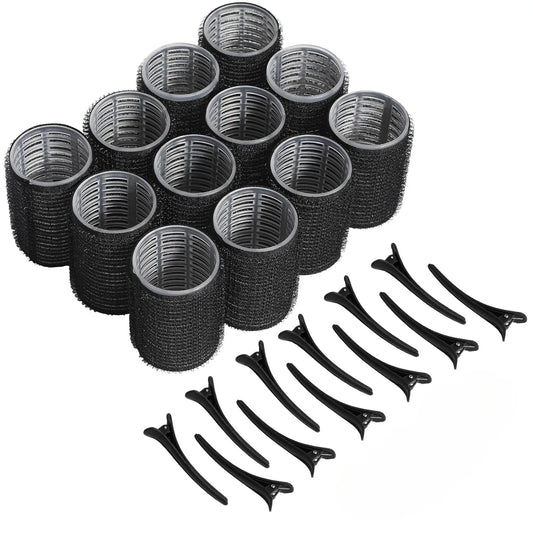 Self-Grip Hair Roller Set with Clips — Heatless Curlers for Volume & Soft Curls