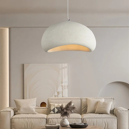 Wabi-sabi cream resin sculptural pendant light