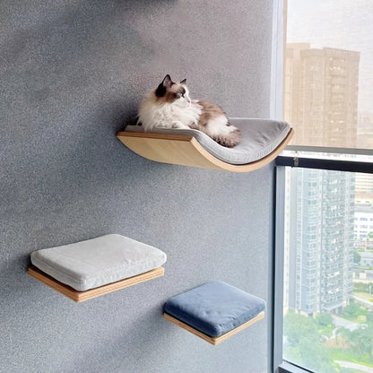 Wall-Mounted Cat Shelf Perch With Soft Cushion for Indoor Cats