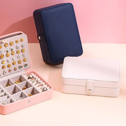 PU Leather Travel Jewelry Box — Portable Necklace & Earring Storage Case for Women