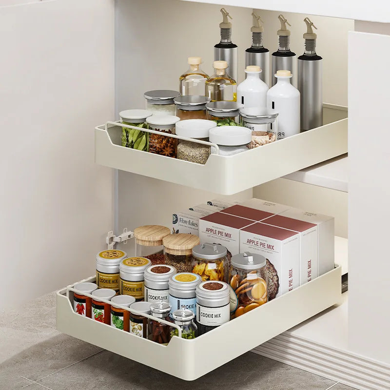 Pull-Out Cabinet Organizer with Slide Rails, Kitchen Storage
