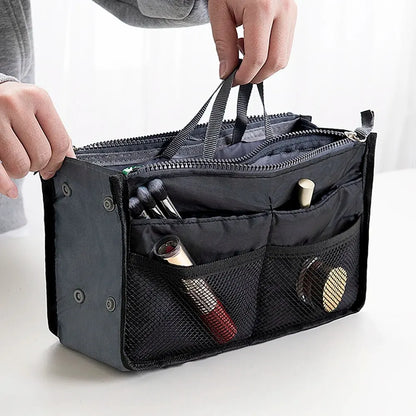 Large Makeup Bag with Double Zipper — Multi-Compartment Travel Toiletry Organizer for Women