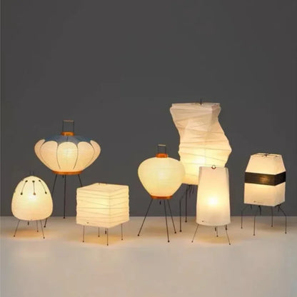 Rice Paper Lantern Floor Lamp with Tripod Stand