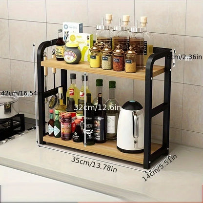 2-Tier Metal Countertop Shelf Space-Saving Spice Organizer