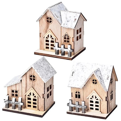 Light-Up Wooden Christmas House, LED Holiday Cabin Decoration