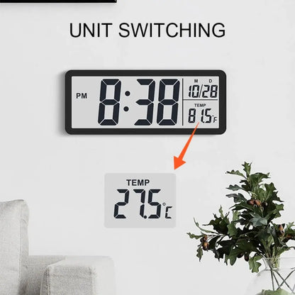 Digital Wall Clock, Large Display With Temperature and Date