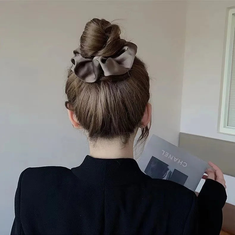 Silky Satin Scrunchies for Women — Soft Elastic Hair Ties for Ponytails & Buns