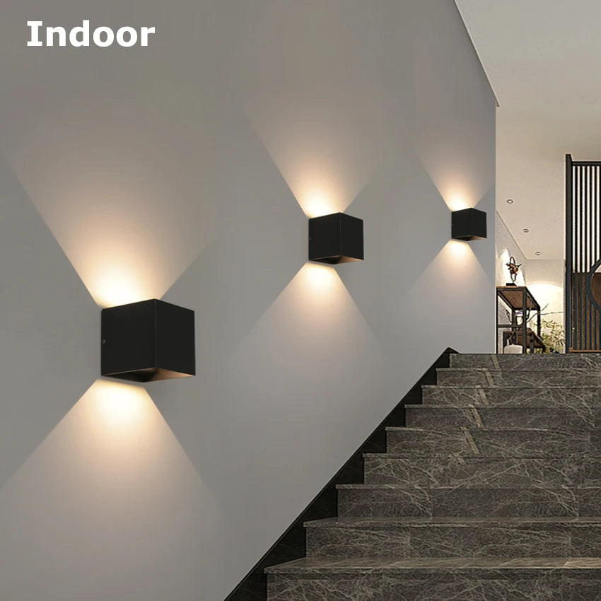 LED Cube Wall Sconce, Up and Down Light for Indoor and Outdoor
