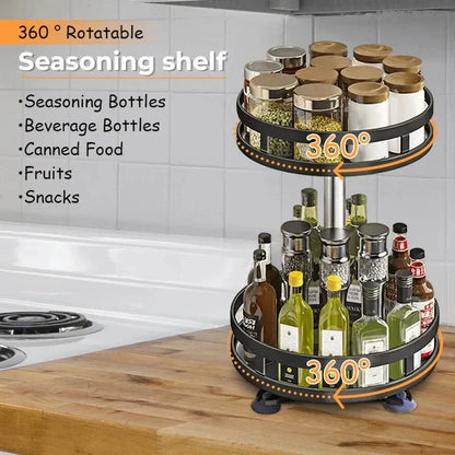 Rotating Kitchen Spice Rack Turntable Storage Organizer for Counter
