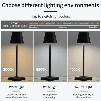 Rechargeable Cordless Table Lamp Touch Dimmable 3 Brightness Levels