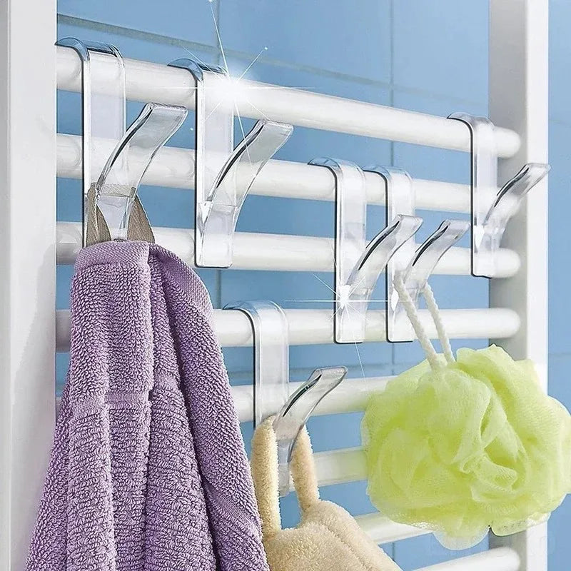 Radiator Towel Hanger Clips, White Heated Rail Hooks Set