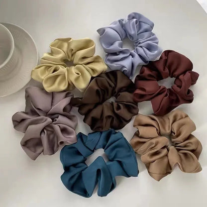 Silky Satin Scrunchies for Women — Soft Elastic Hair Ties for Ponytails & Buns