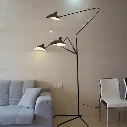Three-Arm Tripod Floor Lamp, Designer Curved Shade Light Fixture