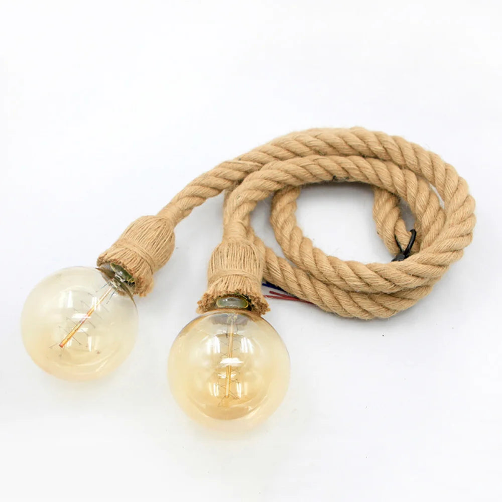 Vintage Hemp Rope Pendant Light Cord for Loft Ceilings