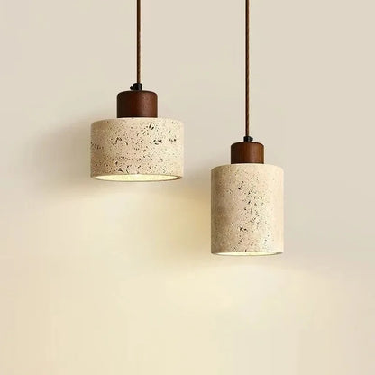Japanese Style Travertine Pendant Light for Bedroom