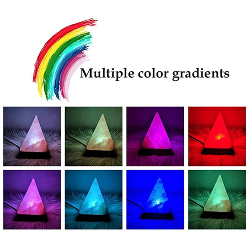 Himalayan Salt Pyramid Lamp with Wooden Base