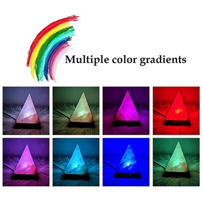 Himalayan Salt Pyramid Lamp with Wooden Base