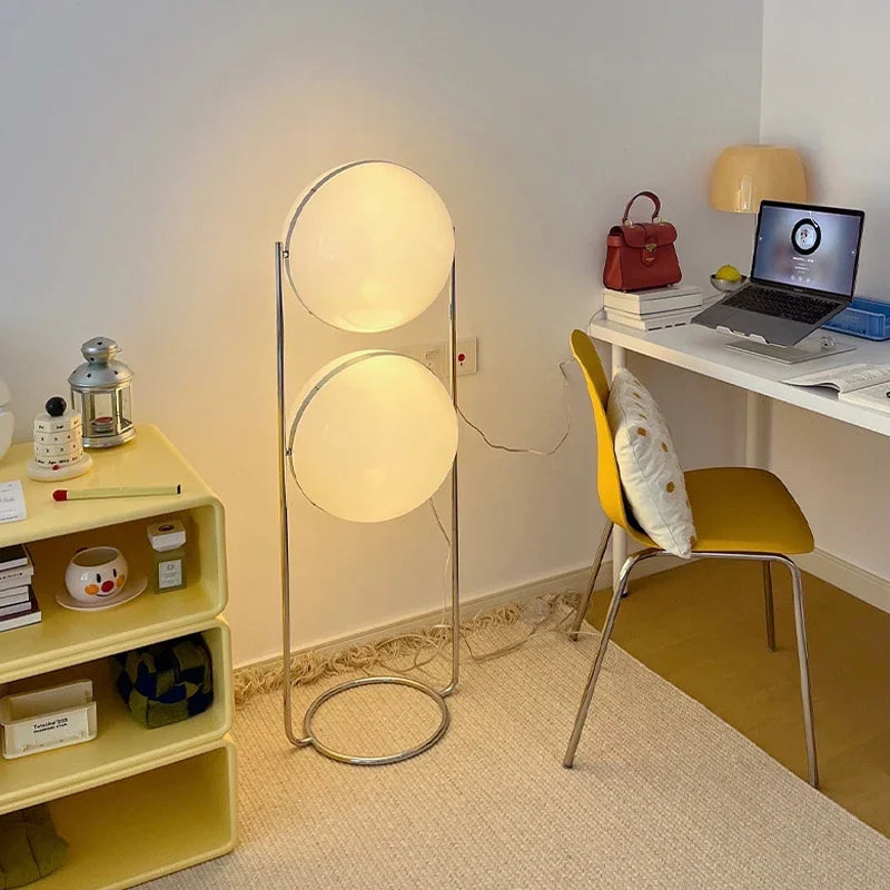 Nordic Frosted Glass Globe Floor Lamp for Living Room
