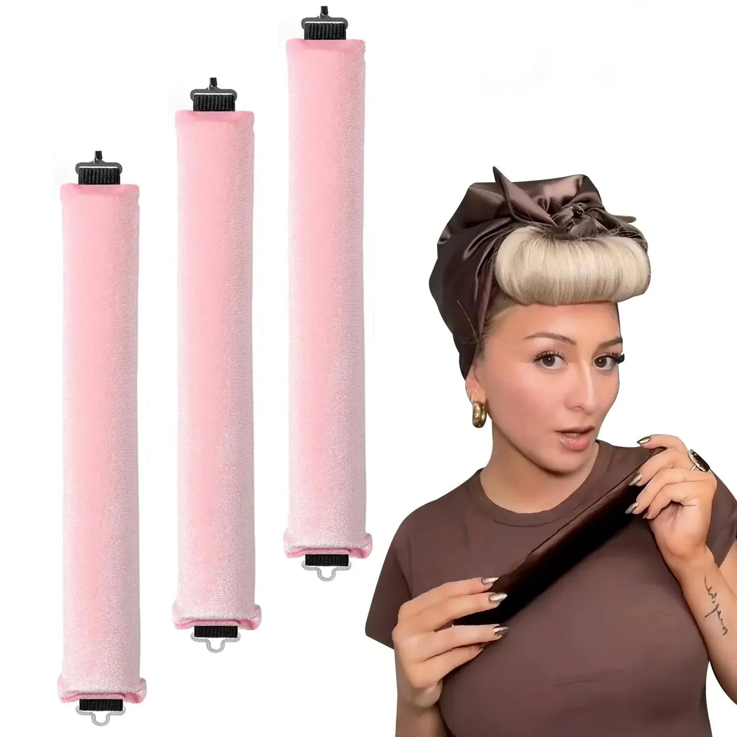 No-Heat Hair Curler Set — Heatless Curling Rod Headband with Clips for Easy Curls