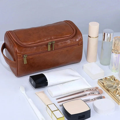 Leather Hanging Toiletry Bag — Travel Dopp Kit & Makeup Organizer for Women